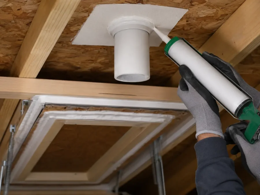 Air sealing around an attic penetration and hatch