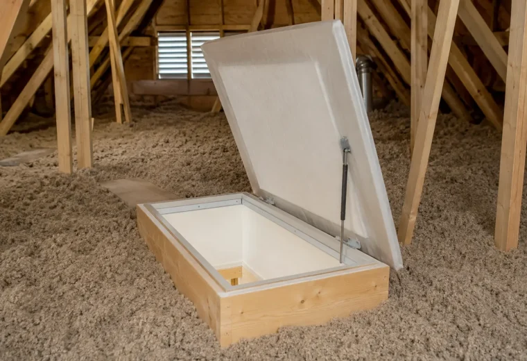 Insulated and weatherstripped attic hatch