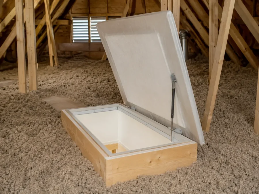 Insulated and weatherstripped attic hatch