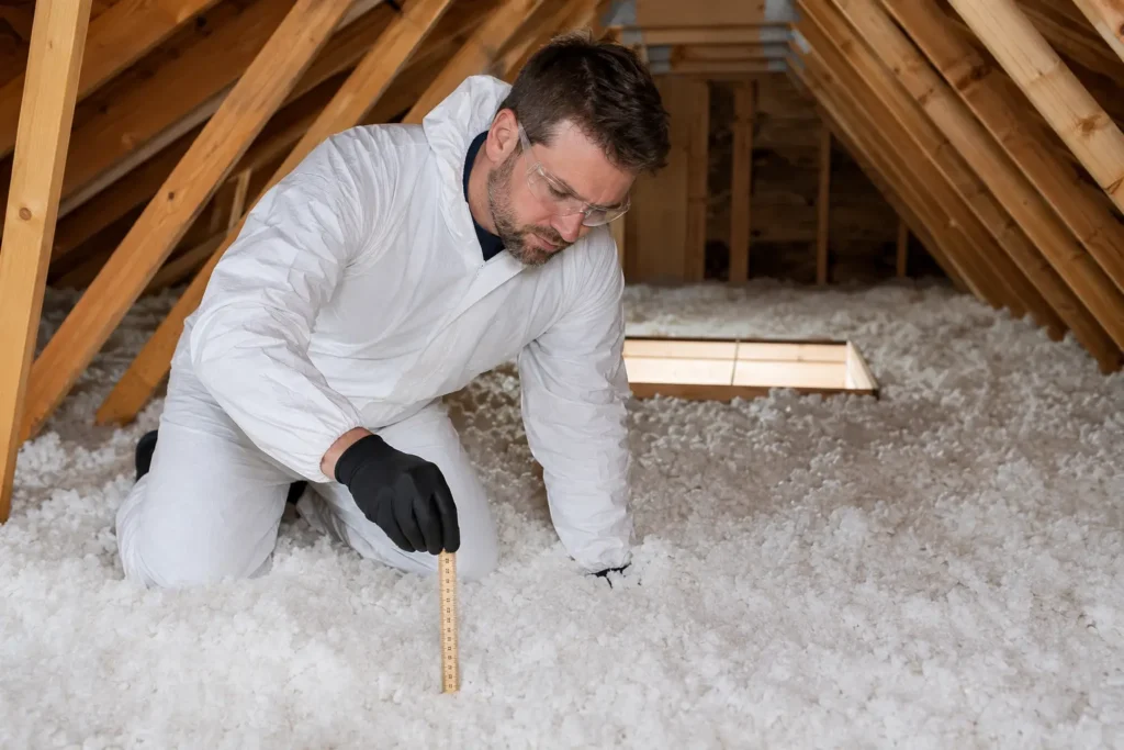 Attic insulation depth and coverage inspection