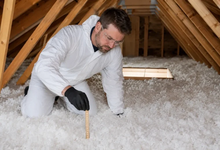 Attic insulation depth and coverage inspection