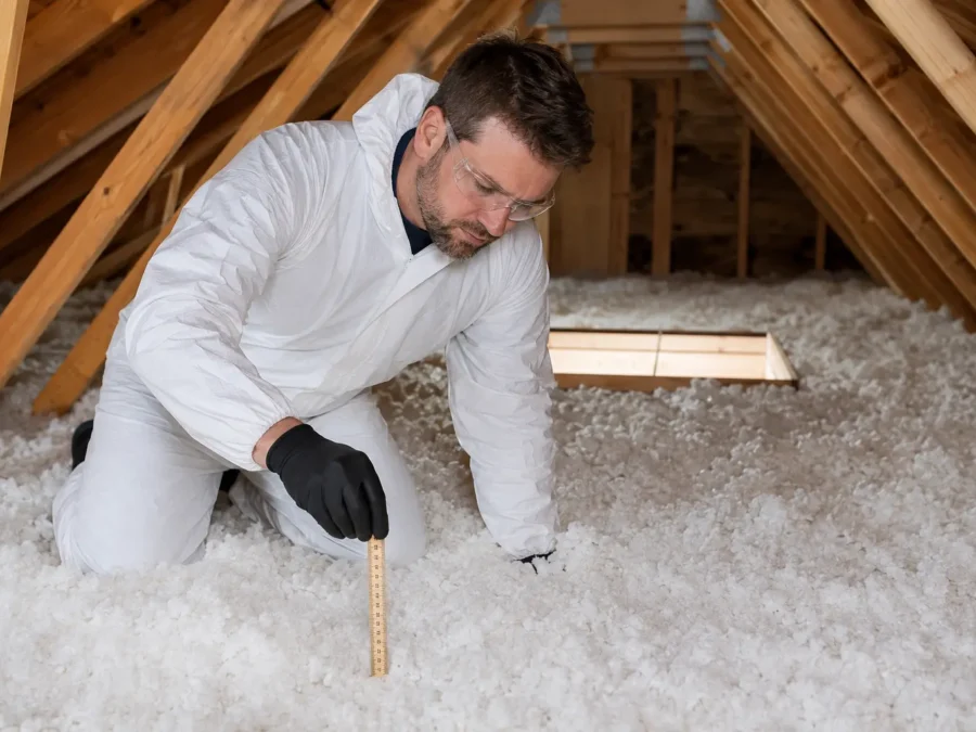 Attic insulation depth and coverage inspection