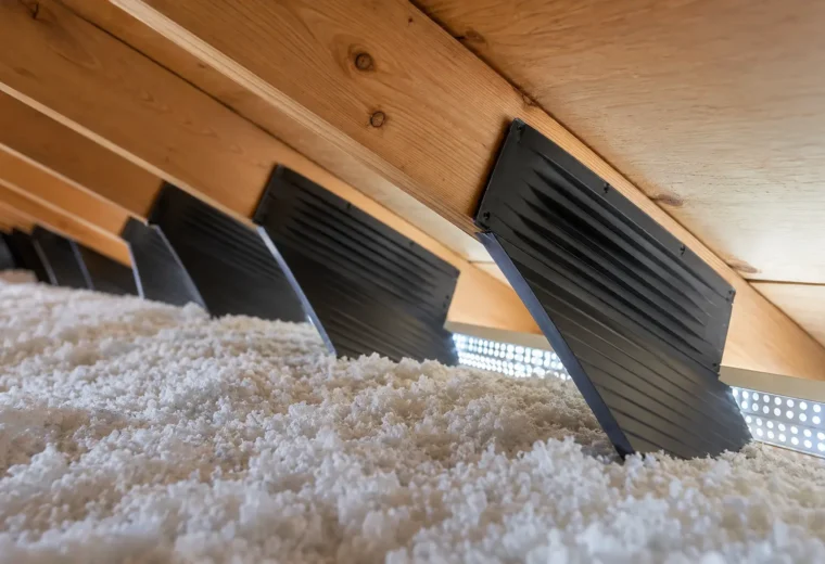 Attic ventilation baffles protecting soffit airflow