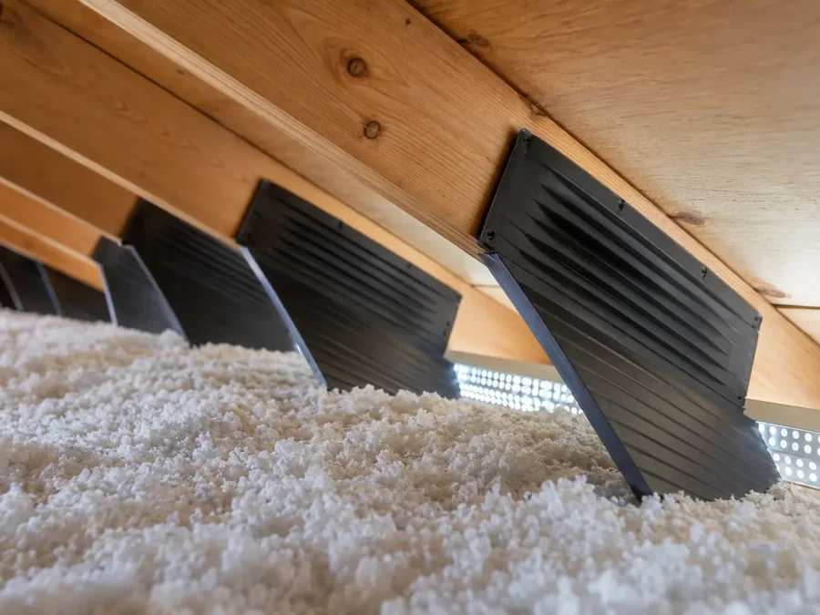 Attic ventilation baffles protecting soffit airflow