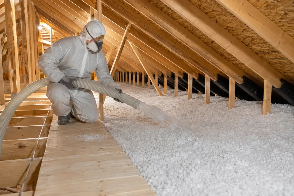Professional blown-in attic insulation installation