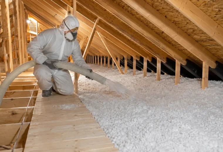 Professional blown-in attic insulation installation