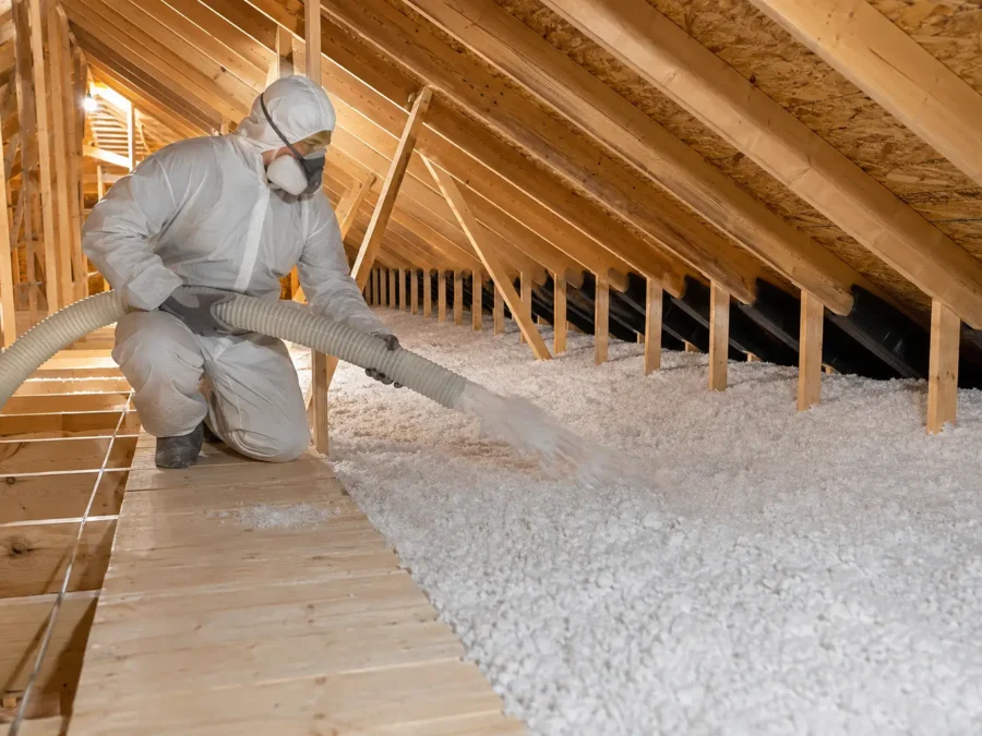 Professional blown-in attic insulation installation
