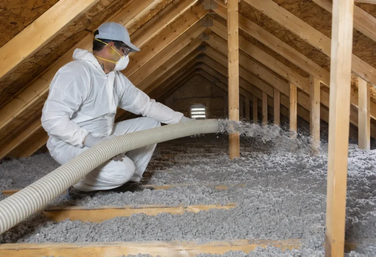 Cellulose loose-fill attic insulation installation