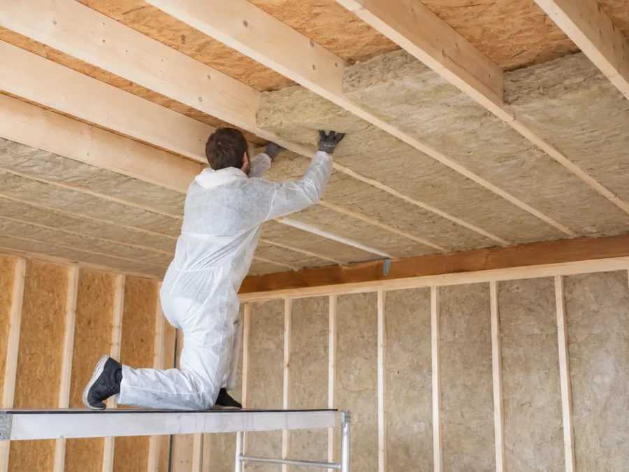 Garage ceiling insulation installation